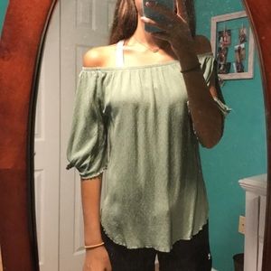 Green off the shoulder top